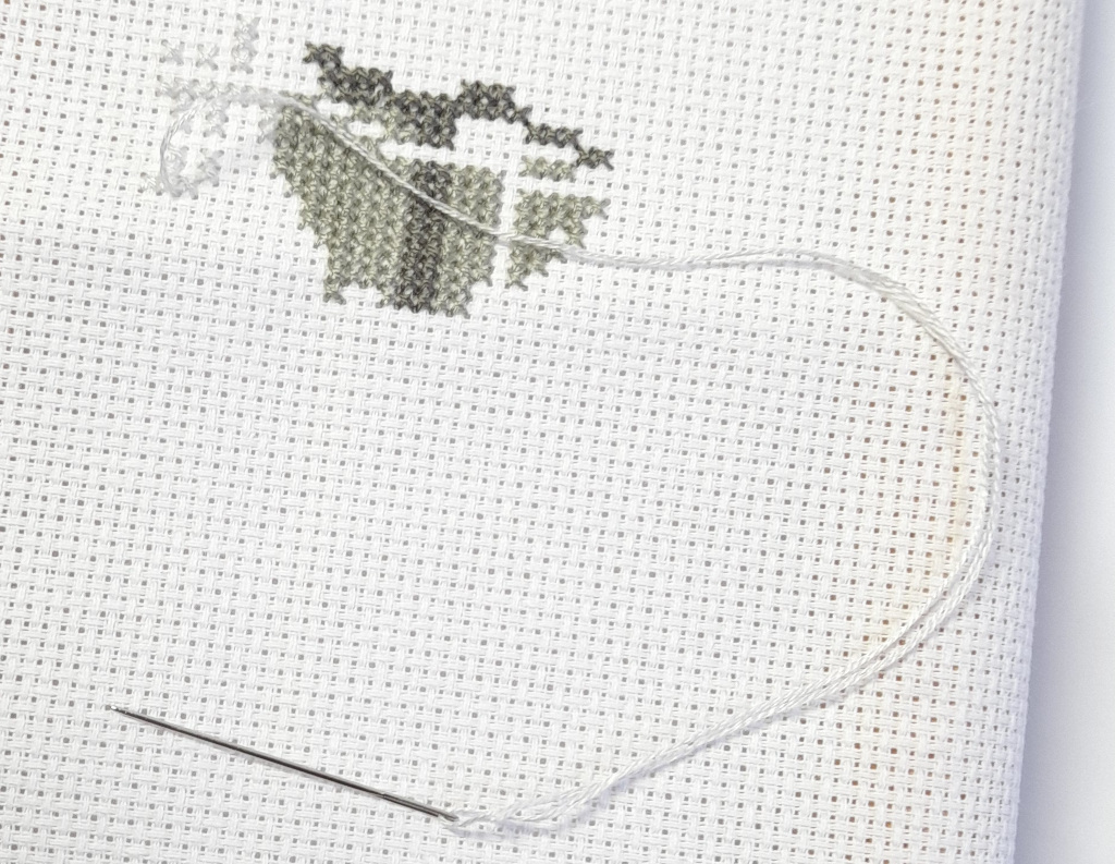 The start of a cross stitch project