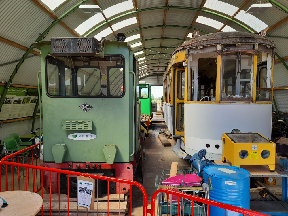 Inside the maintenance shed