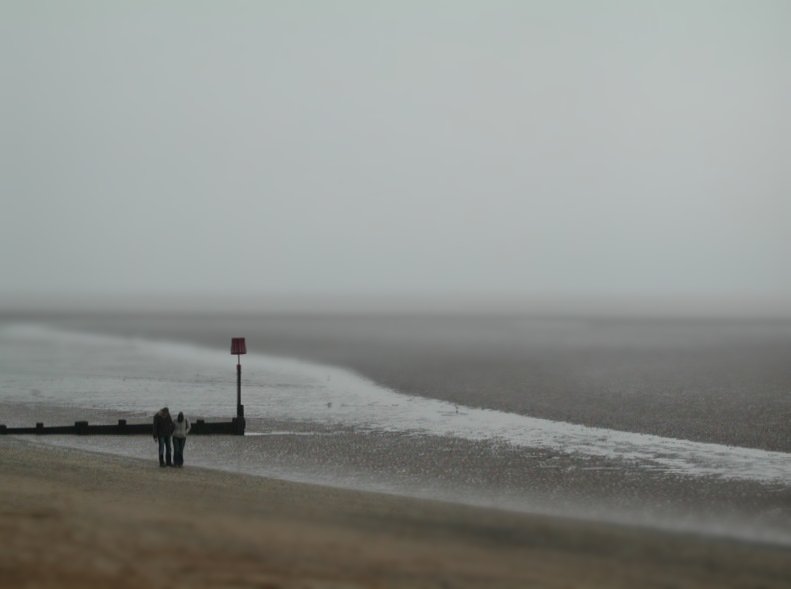 On the miniature beach