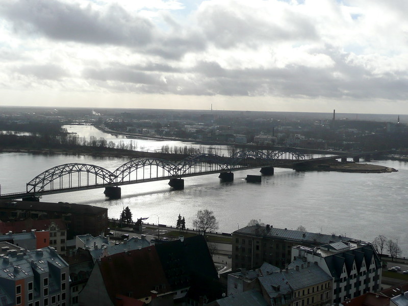 Daugava river and railway bridge, Rīga