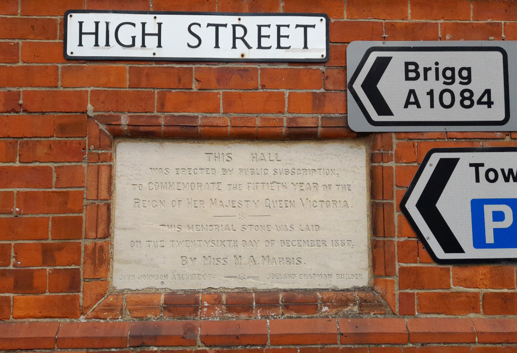 Foundation stone of Caistor town hall