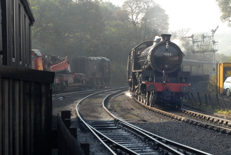 Train passing Grosmont yard