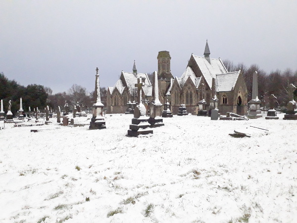 Snowy cemetery