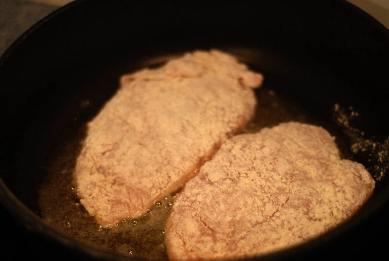 Frying the chicken